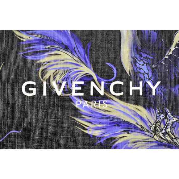 Givenchy Paris Black White Logo Purple Printed Phoenix Bird Zip Pouch Clutch Bag - Picture 4 of 12